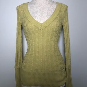 American E 100% cotton knit V-neck tunic sweater